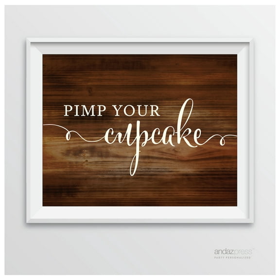 Pimp Your Cupcake Rustic Wood Wedding Party Signs