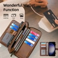 thumbnail image 6 of SaniMore Case for Samsung Galaxy S22 Magnetic Detachable Wallet, RFID Blocking PU Leather Cover Support Kickstand & Card Slot Built-in Crossbody Strap Shockproof Protection Shell, Brown, 6 of 9