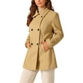 thumbnail image 4 of Women's Long Sleeves Peacoat Double Breasted Button Outerwear Winter Coat S Khaki, 4 of 5