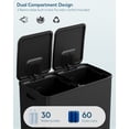 thumbnail image 5 of Arlopu 21.2gal Dual Trash Can with Odor-Control Box, Large Stainless Steel Compartment Garbage can, Step-on Recycle Bin, Soft-Close Lid & Removable Inner Buckets, 5 of 9