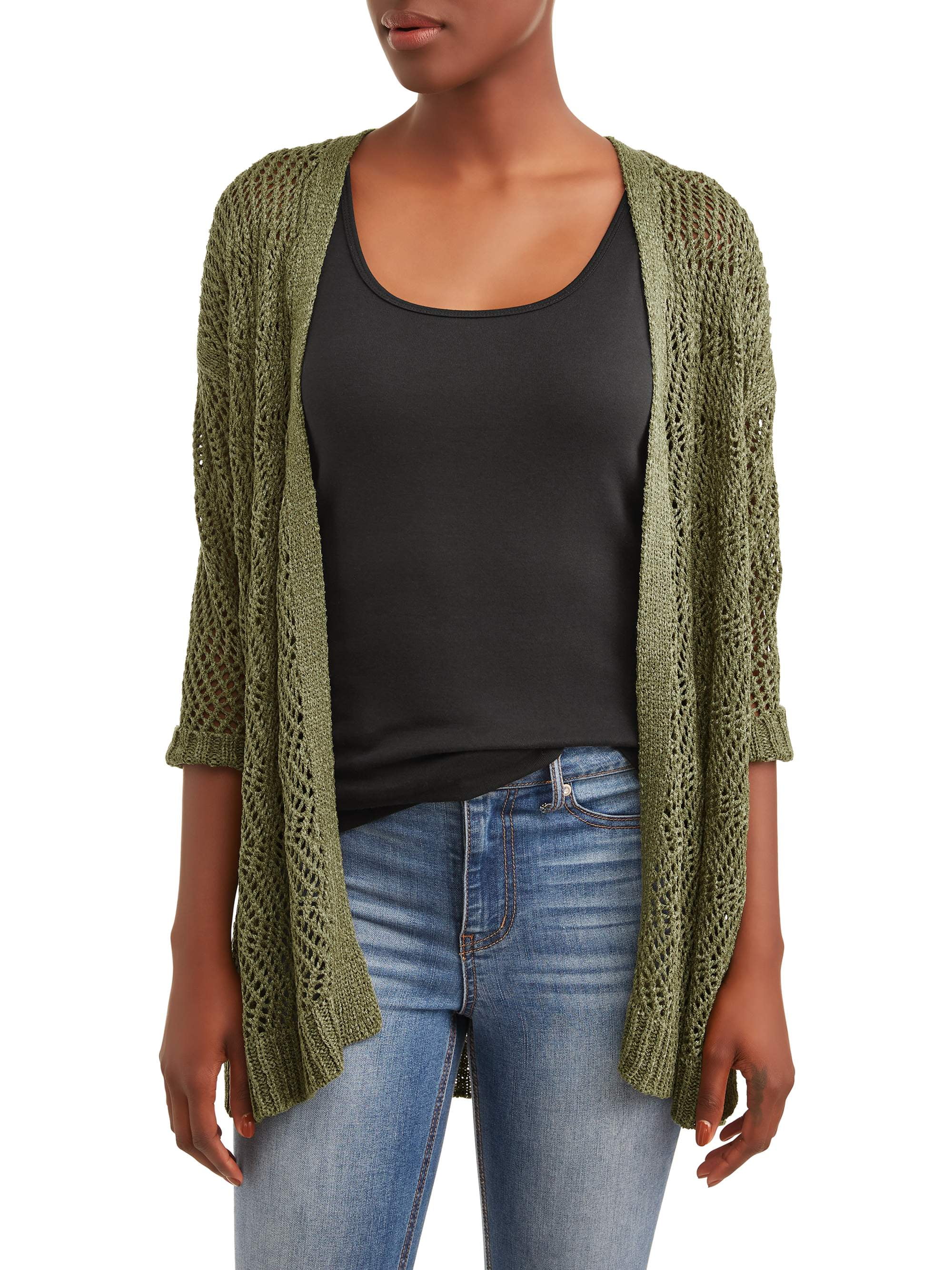 Time and Tru - Time and Tru Women's Tape Yarn Cardigan - Walmart.com ...