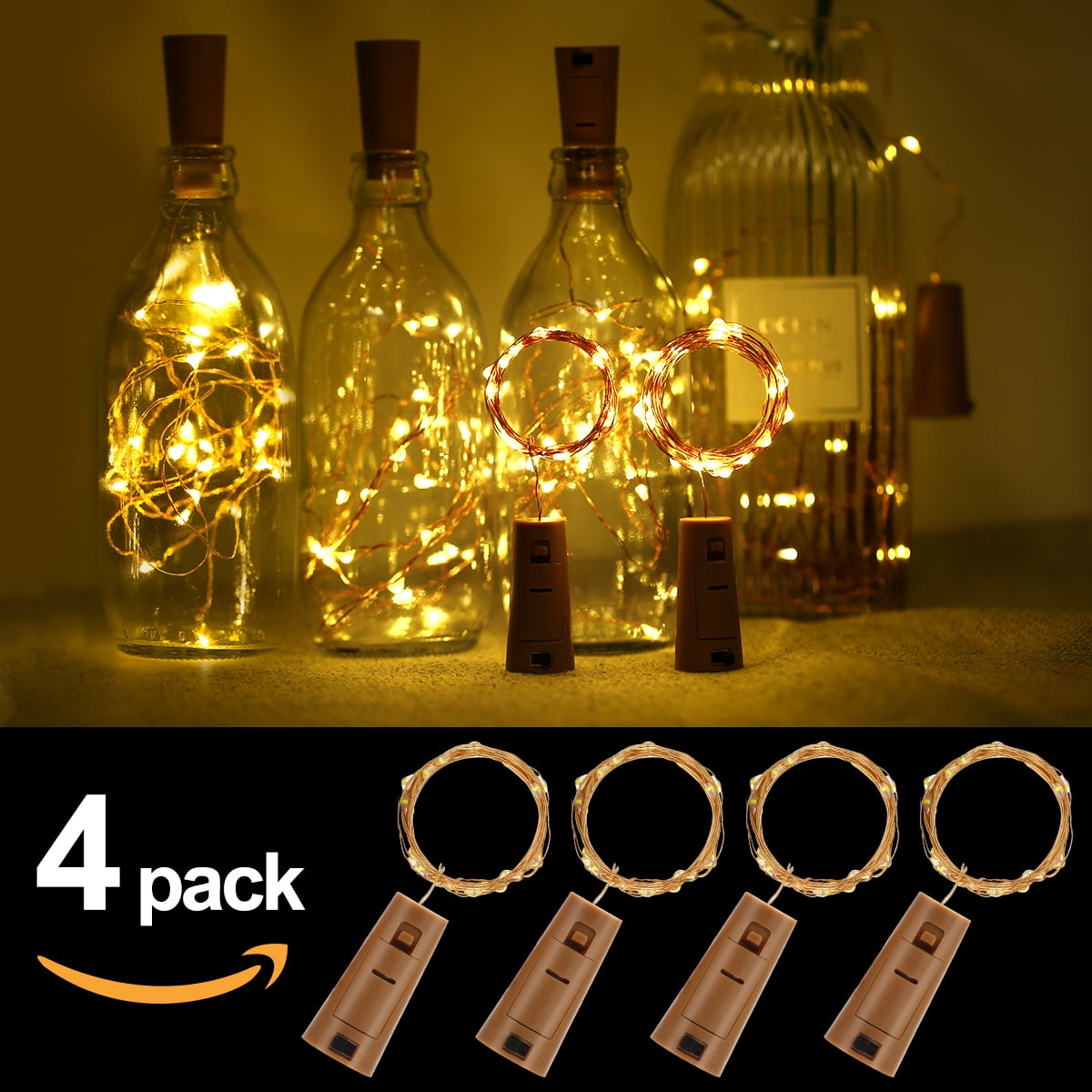 YANSUN LED Cork Bottle String Lights, Battery Operated Mini String