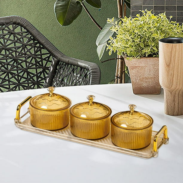 Nordic Fruit Dessert Snacks Serving Platter Bowls with Lid for Party Wedding 3 Grids