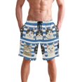 thumbnail image 4 of Dailycode Men's Quick Dry Swim Trunks Beach Shorts Casual Summer Board Shorts with Pockets, Cats with Blue White Striped, 4 of 8