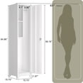 thumbnail image 6 of Broom Closet Storage Cabinet,65" H Slim Tool Cabinets with Locking Door and 2 Shelves,Utility Cabinet with Hanging Rod and Hooks for Home Office,White, 6 of 8