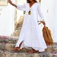 thumbnail image 2 of Miluxas Women's Long Sleeve Button Down Maxi Dress Loose Fit Cotton Linen Maxi Shirt Dress Casual Boho Beach Vacation Dress White, 2 of 7