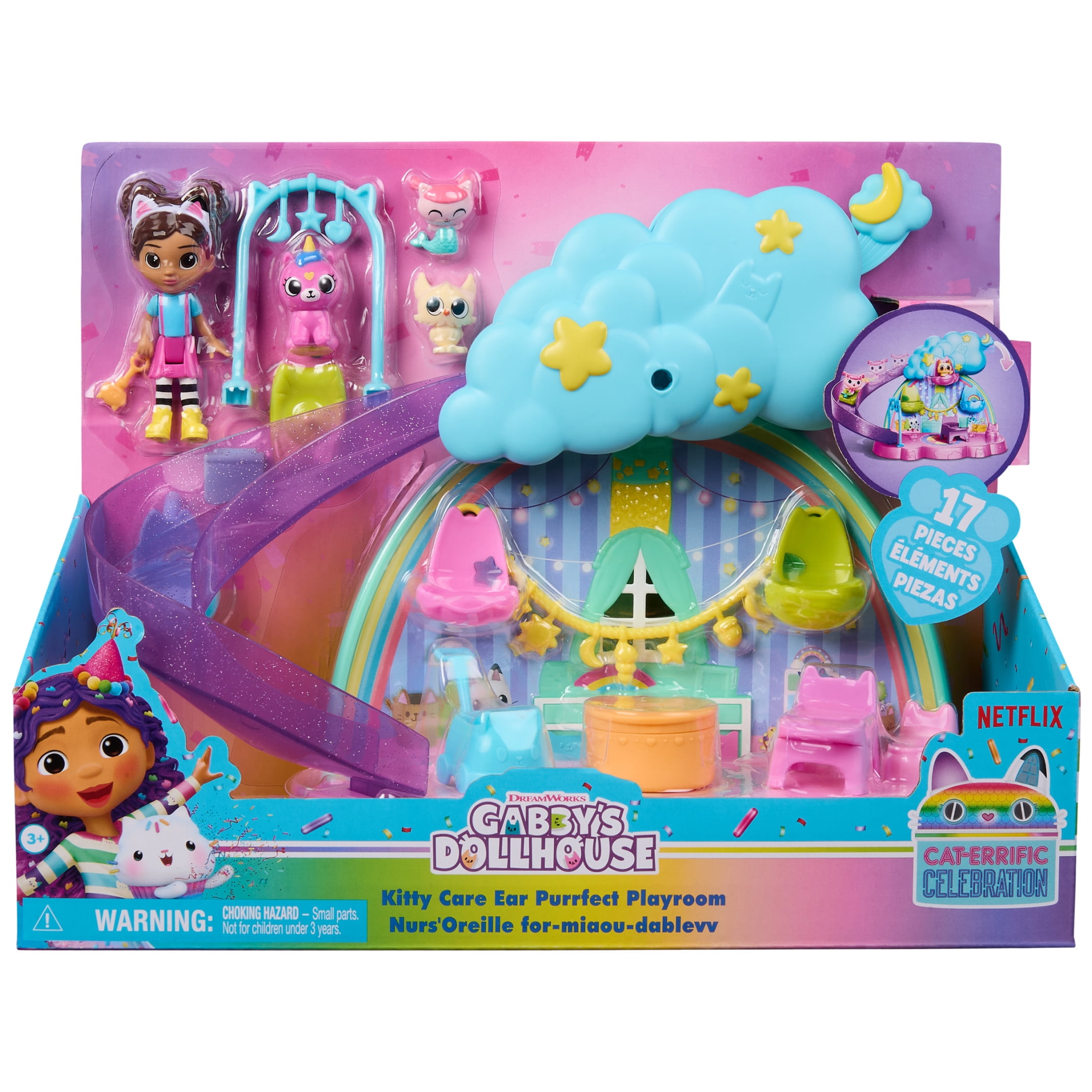 Gabby’s Dollhouse, Kitty Care Ear Purrfect Playroom, 17Pc Playset with Figures & Accessories for Kid(图2)