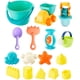 thumbnail image 4 of Juegos de playa, juegos de dinosaurios para la playa, 18 piezas con cubo de playa para niños, regadera, bolsas de malla, pala, rastrillos y moldes de arena., 4 of 5