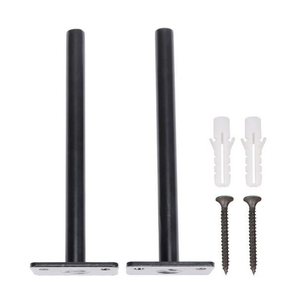 2 soportes de estante ocultos negros de alta resistencia para montaje en pared, 2 tornillos de hierro negros y 2 tubos de expansión.