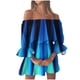 thumbnail image 2 of ICHUANYI Clearance Stylish Women's Summer Sexy Casual Off Shoulder Bell Sleeve Solid And Printed Dresses(Blue, XL) ICHUANYI WER2023081115589, 2 of 5