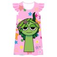 thumbnail image 1 of XDZJLR Kids Girls Dress Sprunki Music Novelty Print Ruffle Flutter Sleeve Outfit Daily Dresses Light Pink 5-6 Years, 1 of 2