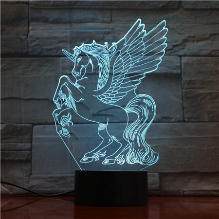 

JT Unicorn 3D Night Light Multi 7 Color Changing Illusion Lamp for Children Kids Girls Boys and a perfect Home Décor Gift (D1)