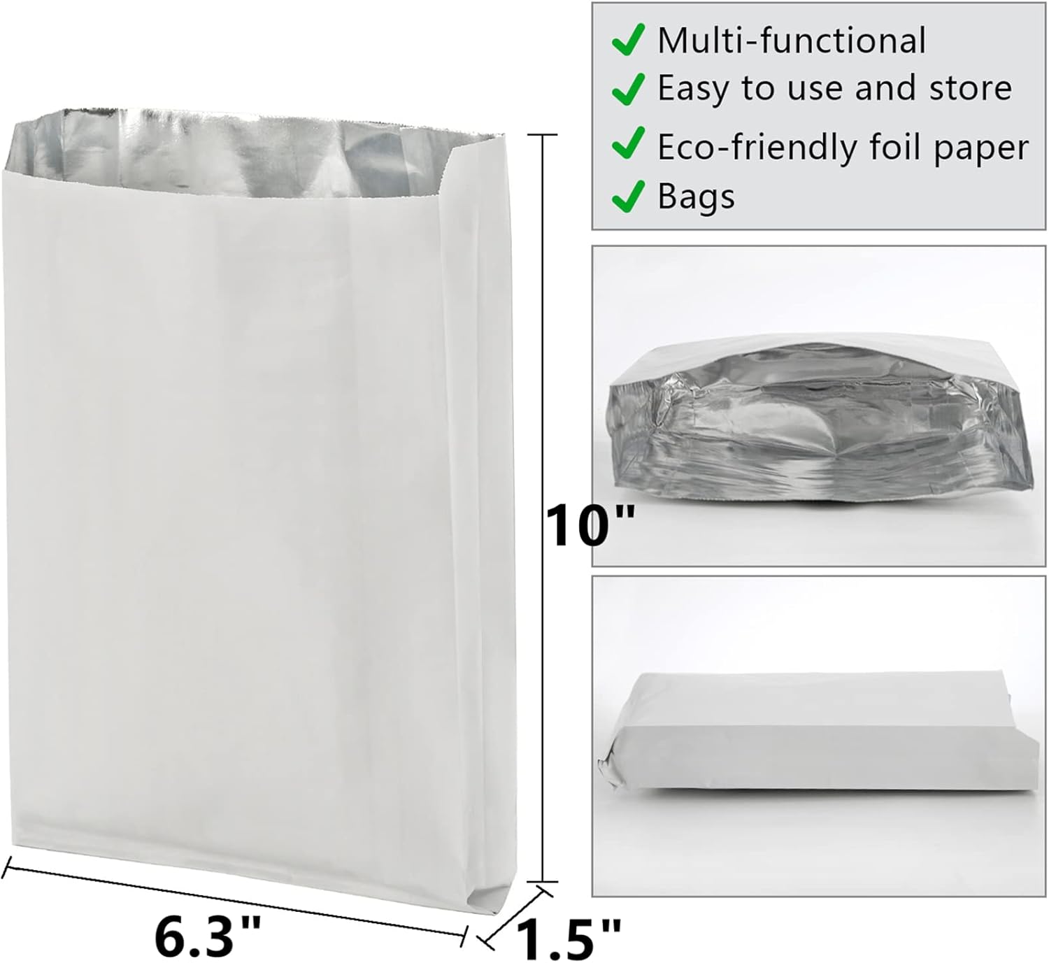 150 Pack Foil Hamburger Wrappers, 4 LB Insulated Aluminum Foil Sandwich Wrap Sleeves, Grease Resistance Paper Foil Hot Dog Bags for Fast Food, Food Truck, Serving, BBQ, 6.3" x 1.5" x 10"