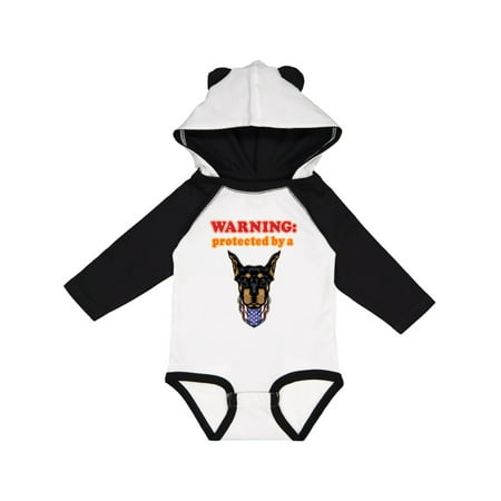 

Inktastic Funny Protected by a Doberman Pinscher Dog Gift Baby Boy or Baby Girl Long Sleeve Bodysuit