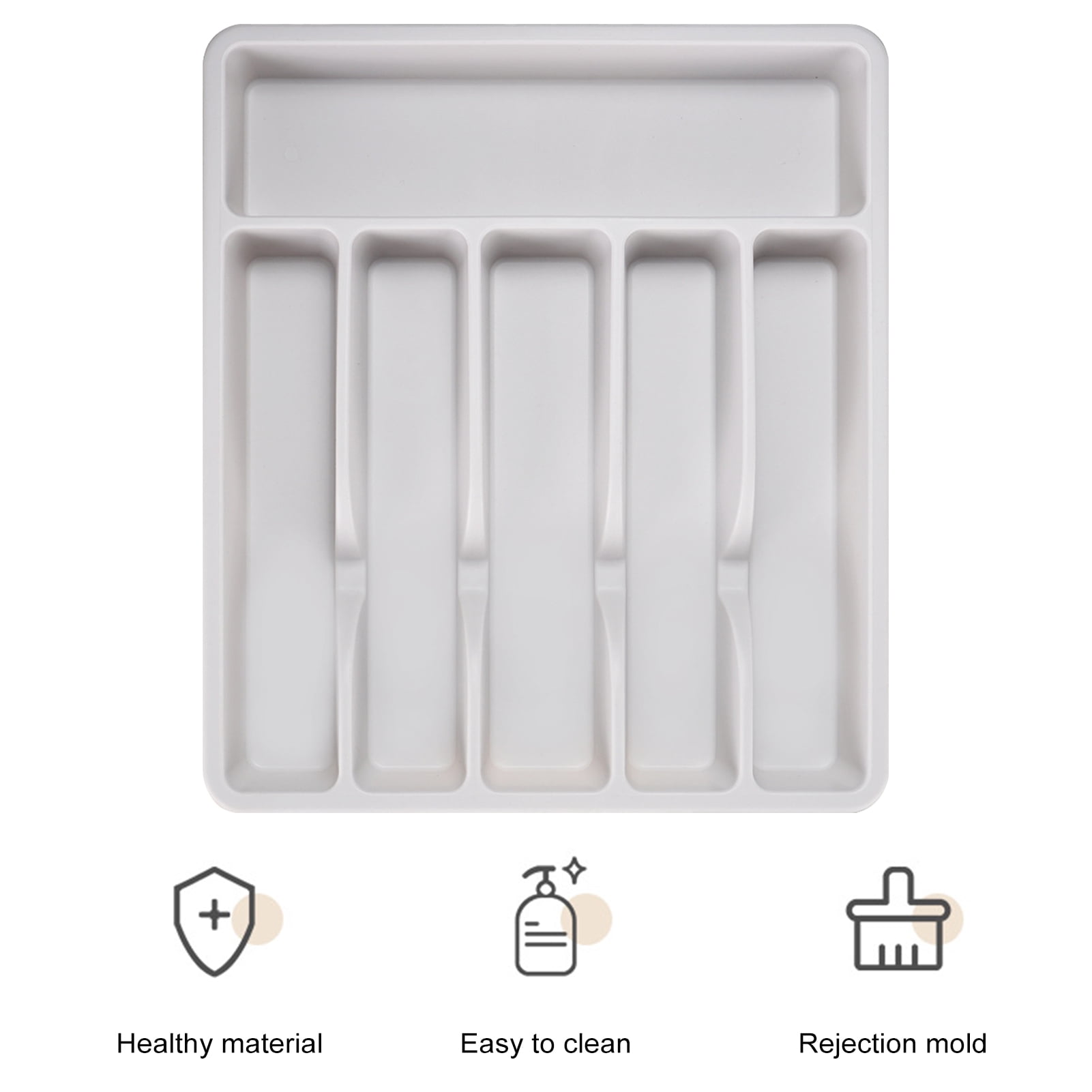 HomeLife Cutlery Drawer Organizer Tray 6 Compartment Plastic Storage Box for Kitchen Utensils Forks Spoons Cutter Sturdy BPA-Free Divider Holder