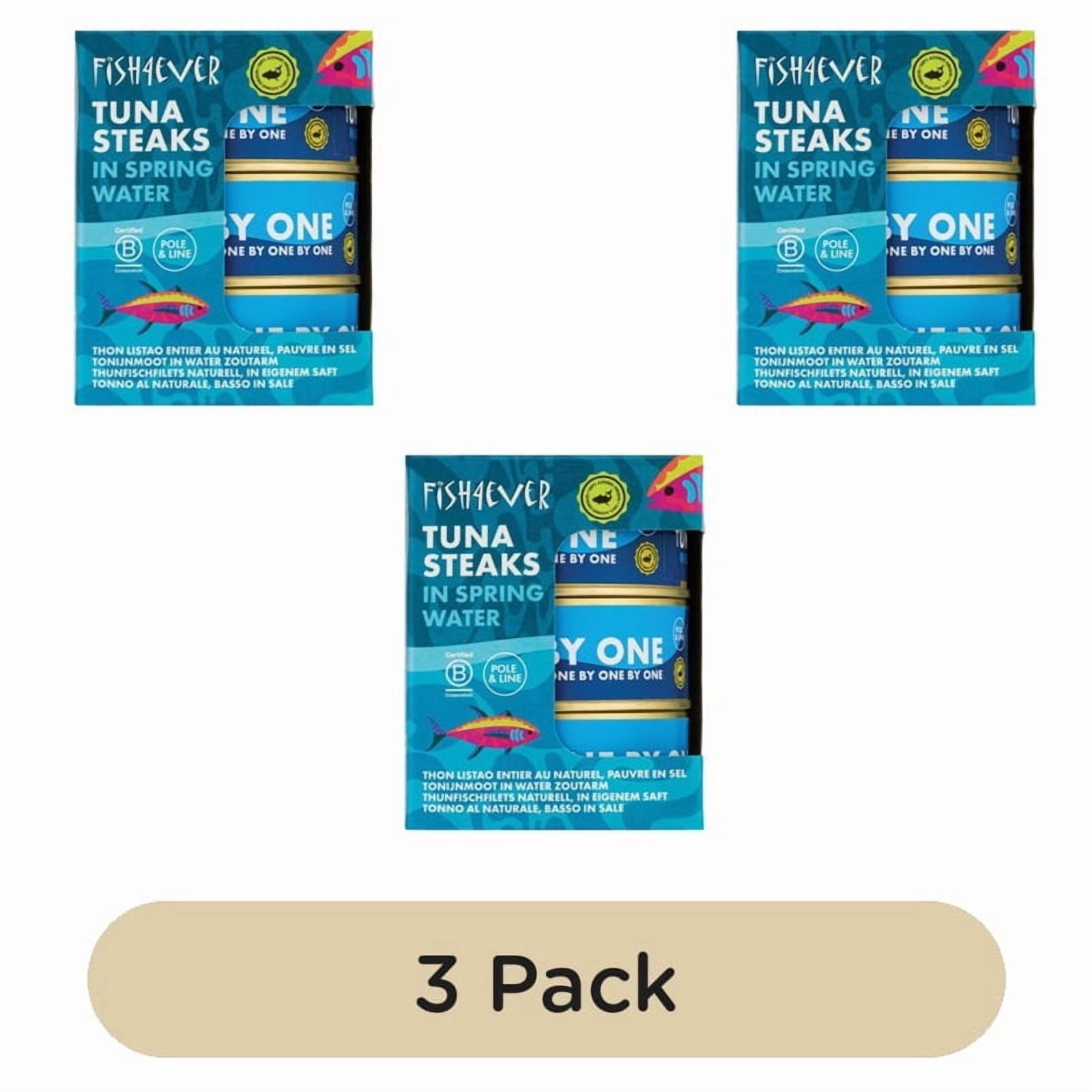 Fish 4 Ever Azores Skipjack Tuna Steaks in Spring Water 3 x 160g, British Import (Pack of 3)