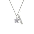 thumbnail image 2 of Delight Jewelry Silvertone Purple Plumeria Flower Silvertone Fearless Bar Charm Necklace, 23", 2 of 4