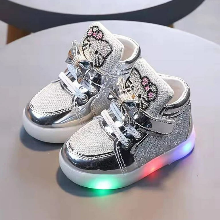 New Disney Children Luminous Shoes Boys Girls Hello Kitty Shoes Flashing Lights Fashion Sneakers Toddler Little Kid LED Sneakers Walmart