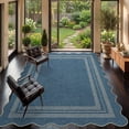 thumbnail image 3 of Nanan 5'x7' Scalloped Jute Area Rug Natural Solid Rug, Farmhouse Washable Rug Non-Slip Indoor Carpet for Living Room Bedroom Home Office, Blue, 3 of 9