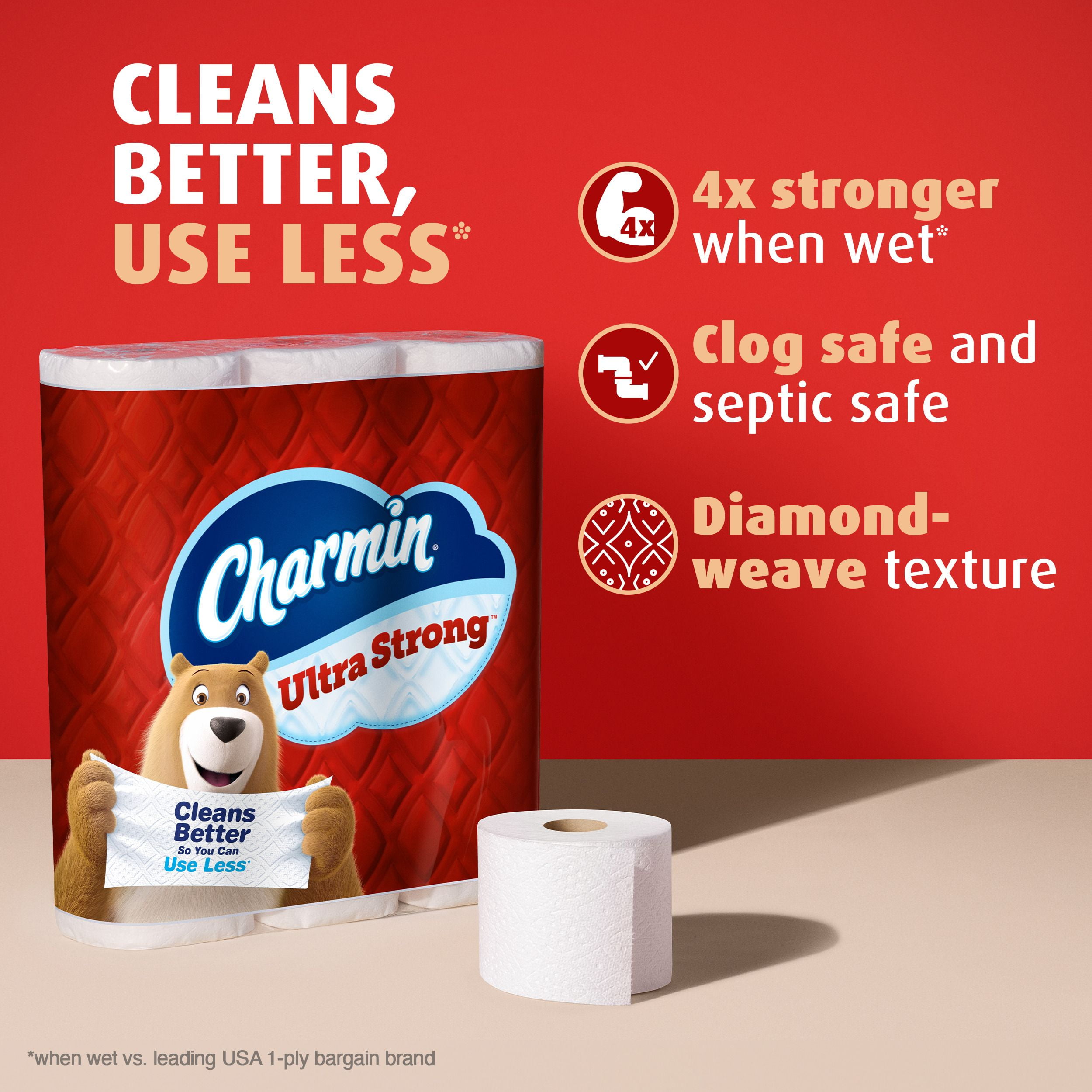 Charmin Toilet Paper Ultra Strong, 30 Triple Rolls = 90 Regular Rolls, 2-ply Bath Tissue, 30CT