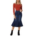 thumbnail image 2 of INSPIRE CHIC Women's Fishtail Skirt for Women's Maxi Denim Distressed Skirt XXL(20) Dark Blue, 2 of 5