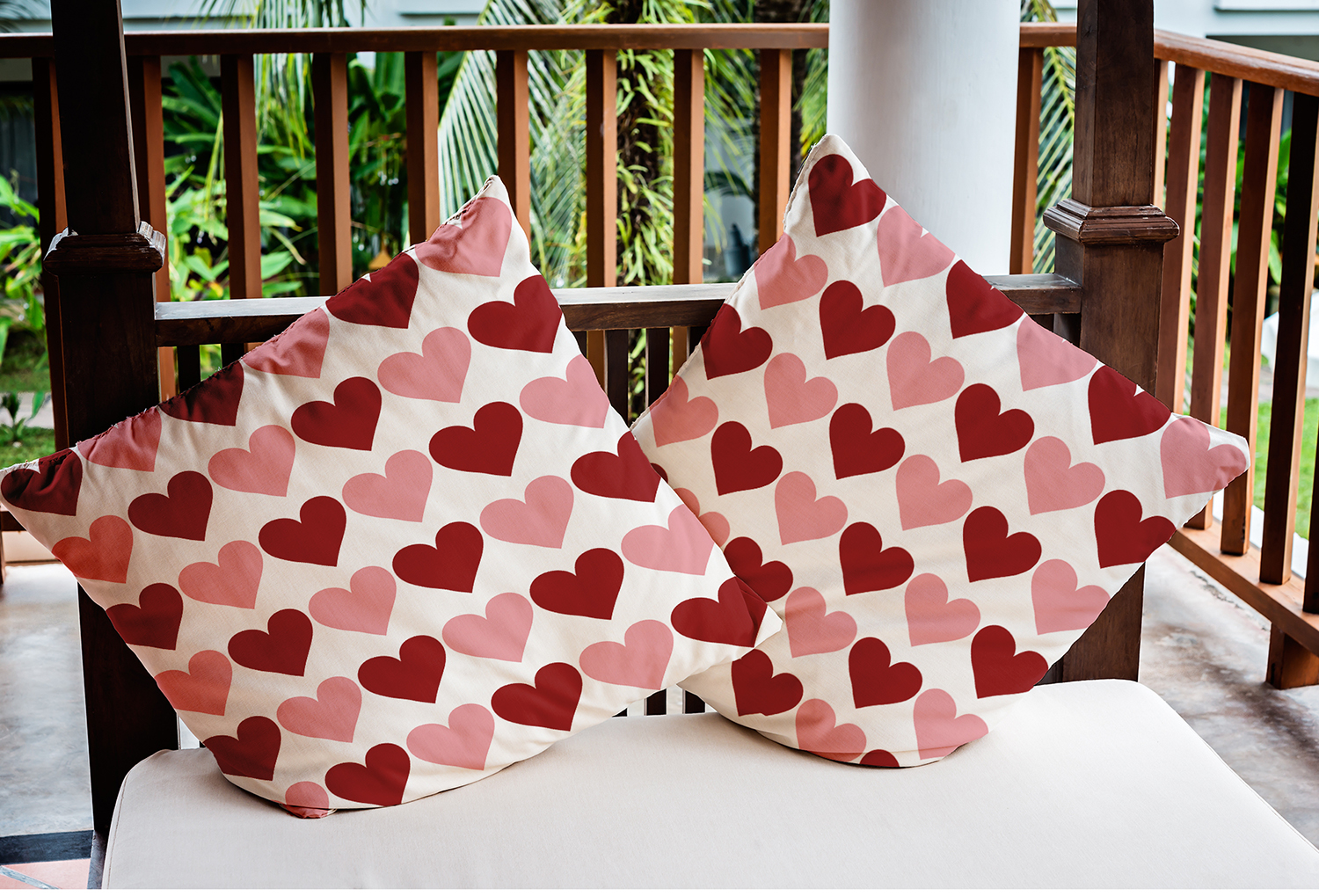 18"x18" Simply Daisy Valentines Alternating Hearts Poly Indoor/Outdoor Pillow, Red Qty 1