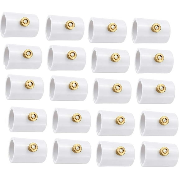 JamY Home 20 Packs 1/2" PVC Misting Nozzles Coupling with Brass Mist Nozzle Replacement Head for Outdoor Misting Cooling System, Atomizing Misting Sprayer with Steel Atomizing Nozzle 0.016"