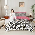 thumbnail image 4 of Feelyou Modern Cheetah Print Queen Comforter Set, Fashion Glitter Bedding Sets, Simple Abstract Polkadots Bedding Comforter Set, Luxury Bedroom Decor, 3 Pieces, 4 of 8