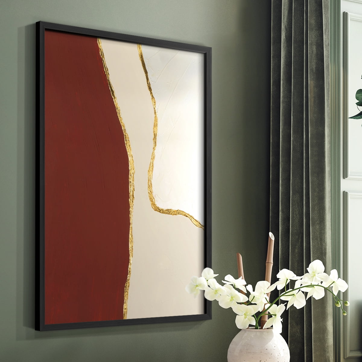 Allspice I Framed Print in Black Solid Wood Framed Print No Nail Hanging