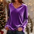 thumbnail image 2 of Busydd Women's Tops Trendy V Neck Womens Long Sleeve Shirts Casual Solid Color Tshirts Shirts for Women M, 2 of 7