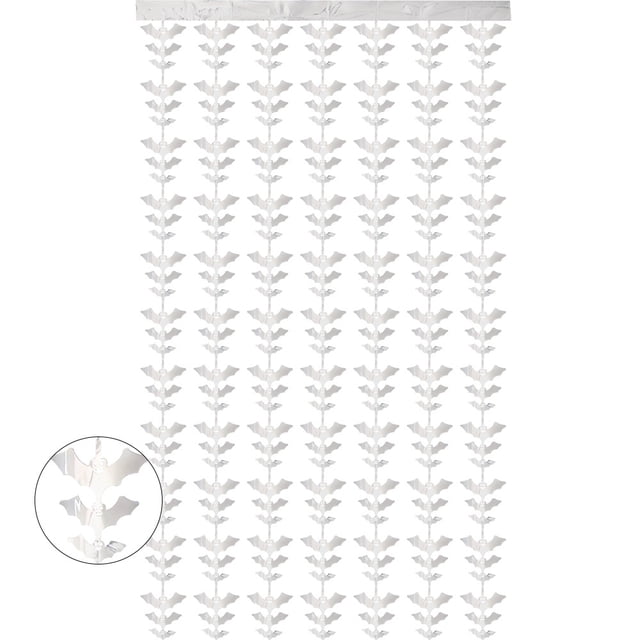 Nvzi Paquete de 2 cortinas con flecos para decoración de fiestas, cortinas de fondo de oropel para fiestas, serpentinas de murciélagos,cortinas de lluvia para puertas, color plateado