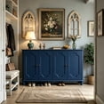 thumbnail image 3 of Atumcto Farmhouse Sideboard Buffet Cabinet, 4-Door Storage Credenza with Curved Raised Panel Doors, Blue, 3 of 10