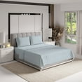 thumbnail image 4 of Color Sense Cotton Rich Queen Sateen Bed Sheet Set, Wrinkle Resistant, Quick Dry, Soft & Smooth 4-Piece Set Light Blue, 4 of 9