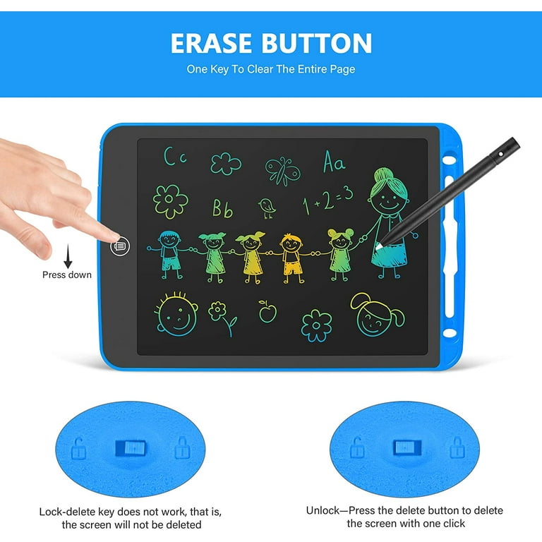 LCD Writing Pad 10 inch Drawing Pads for Kids Portable eWriter Doodle Board, Erasable Reusable Painting Pads [ Blue ]