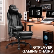 GTPLAYER Gaming Chair Office Chair Fabric with Footrest & Adjustable Headrest, Black