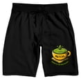 thumbnail image 3 of Matcha Teacup Green Is The New Black Men's Black Sleep Shorts-Medium, 3 of 4