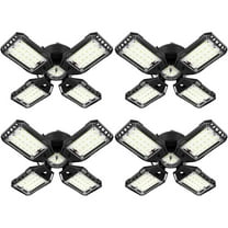 LED Garage Lights 12000 Lumen 4-Pack 6500K Shop Light with Deformable Panels for Ceiling E26/E27 Base