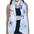 thumbnail image 5 of Peach Couture All Season's Nautical Shell Seahorse design Light Fringe Shawl Scarf, 5 of 10