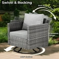 thumbnail image 6 of Ovios 9 Pieces Patio Fire Pit Set Outdoor Rattan Sectional Sofa Conversation Set with Swivel Rocking Chairs and Side Table,Dark Gray, 6 of 8