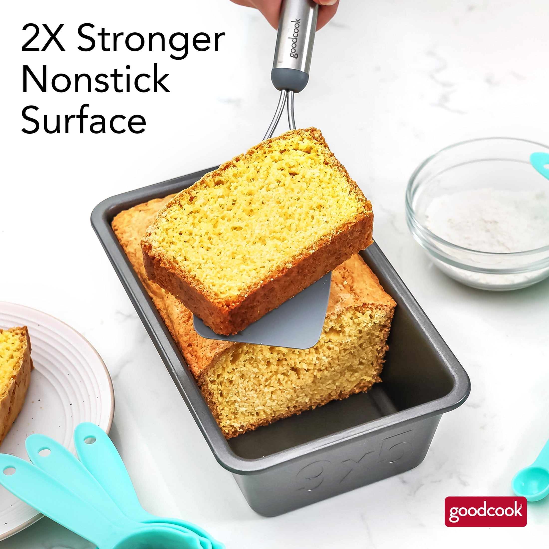 (3 pack) GoodCook PRO Nonstick Steel 9x5 Inch Loaf Pan, Heavy Duty Gray Bakeware
