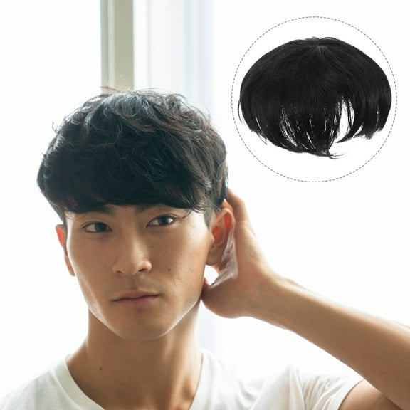 HEANUJJ Men Hair Topper Black Short Hairpiece Breathable Design Natural Fit for Thinning Hair