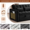 thumbnail image 4 of FFH 65" Futon Sofa Bed with Storage, 3-in-1 Chenille Sleeper Couch with Pull Out Bed, Adjustable Backrest, USB Ports, Table Board for Living Room, Dark Gray, 4 of 8