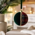 thumbnail image 6 of Plaid Velvet Christmas Ball Ornaments, 3.15 Inch Fabric Wrapped Christmas Tree Baubles With Rhinestone Details, Decorative Hanging Balls for Tree, Wreath and Classic Seasonal Displays, 6 of 7