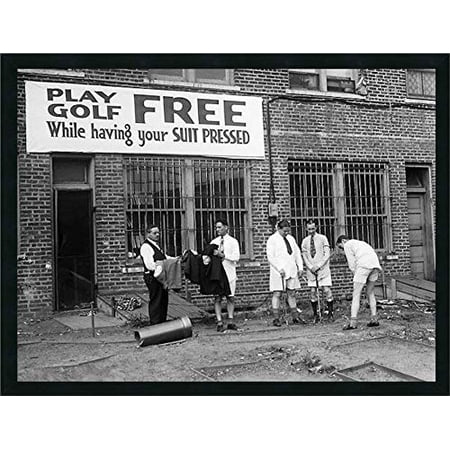 - Buyartforless FRAMED Play Golf for Free While Suit Pressed 28x22 Vintage Photograph Art Print Poster
