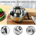 thumbnail image 4 of Stainless Steel Rice Washing Colander Bowl with Silicone Base and Handle Versatile Side Drainers Sturdy Robust for Cleaning Rinsing Fruits Vegetables and Beans, 4 of 11