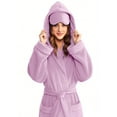 thumbnail image 4 of Women's Plush Hooded Fleece Bathrobe with Pockets and Eye Mask Winter Warm Fuzzy Flannel Robe Spa Kimono Full Length Shower Robe Soft Nightgown, 4 of 8