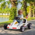thumbnail image 2 of Qaba 6V Electric Go Kart for Kids with Music, Light, Horn, White, 2 of 10