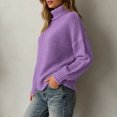 thumbnail image 4 of XUNKUSGA Womens Turtleneck Sweater Classic Solid Color Chunky Knit Pullover Sweaters Loose Casual Long Sleeve Fall Winter Tops Soft Warm Cozy Sweaters for Women Daily Wear,Size L, 4 of 6