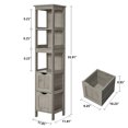 thumbnail image 4 of USIKEY 3 Tier Shelf Floor Storage Cabinet with 2 Drawers, 55.7 Inches Tall Wooden Cabinet, Free Standing Linen Tower for Kitchen, Living Room, Easy Assembly, Grey, 4 of 8