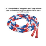 Champion Sports Beaded Jump Rope 16 Ft - Segmented Plastic Extra Long Fitness Rope for PE & Group Use Red/White/Blue